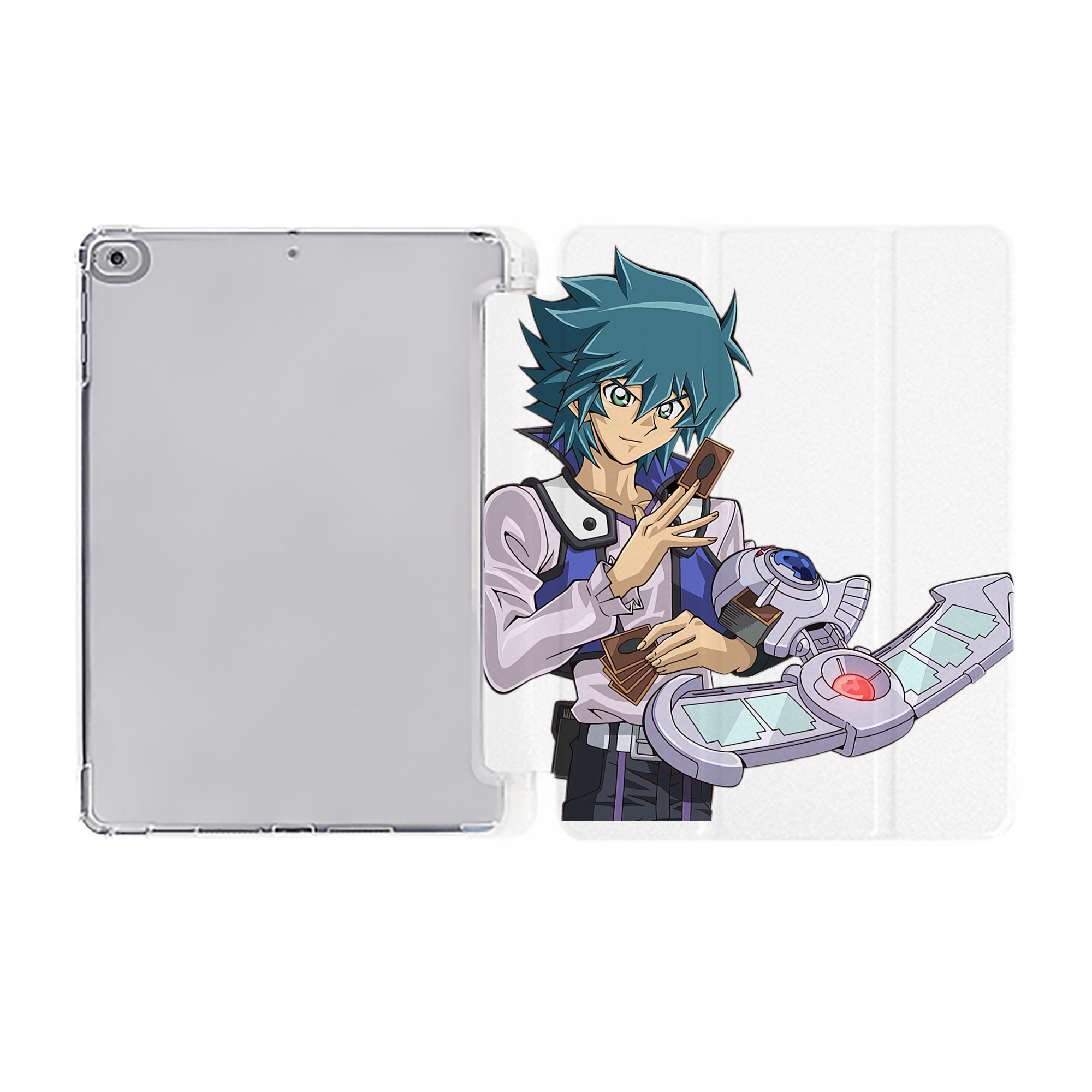 （画像用） 遊☆戯☆王 Yu-Gi-Oh! IPad ケース ペン収納付き 三つ折りスタンド PUレザー×シリコン 対応機種9.5/10.5/10.9インチ